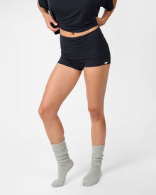 Fold-Over Short | Black