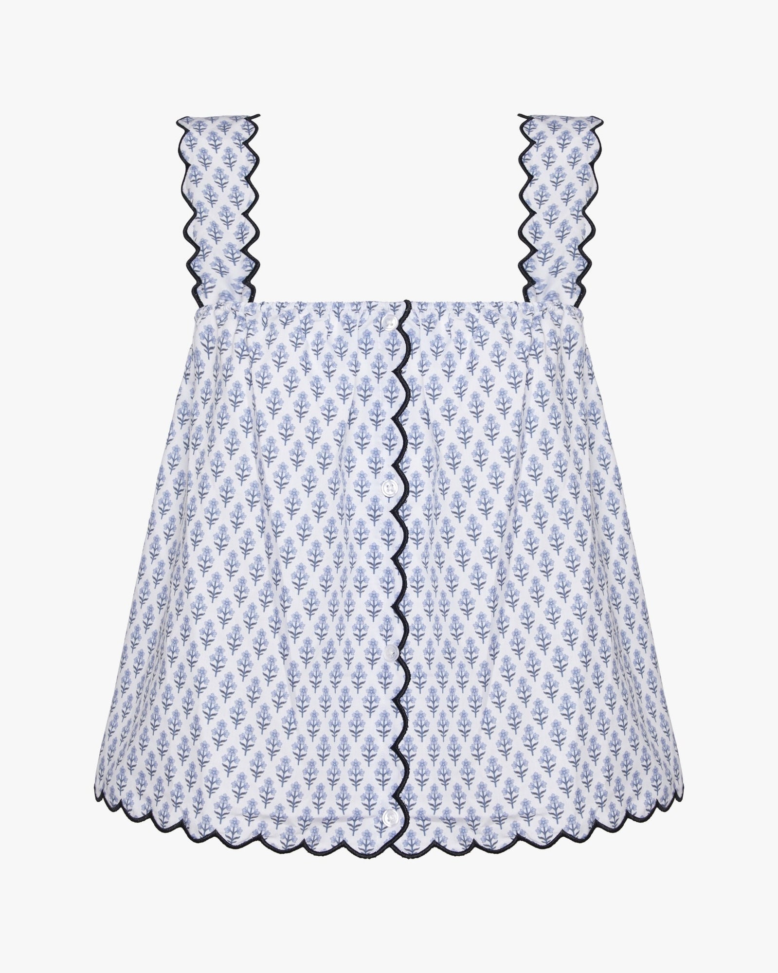 Scallop Button Front Tank Top | Baby Blue