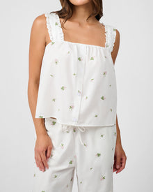 Ruffle Button Front Tank Top | Ivory