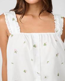 Ruffle Button Front Tank Top | Ivory