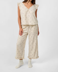 Ruffle Pull-On Pants | Oat/Black