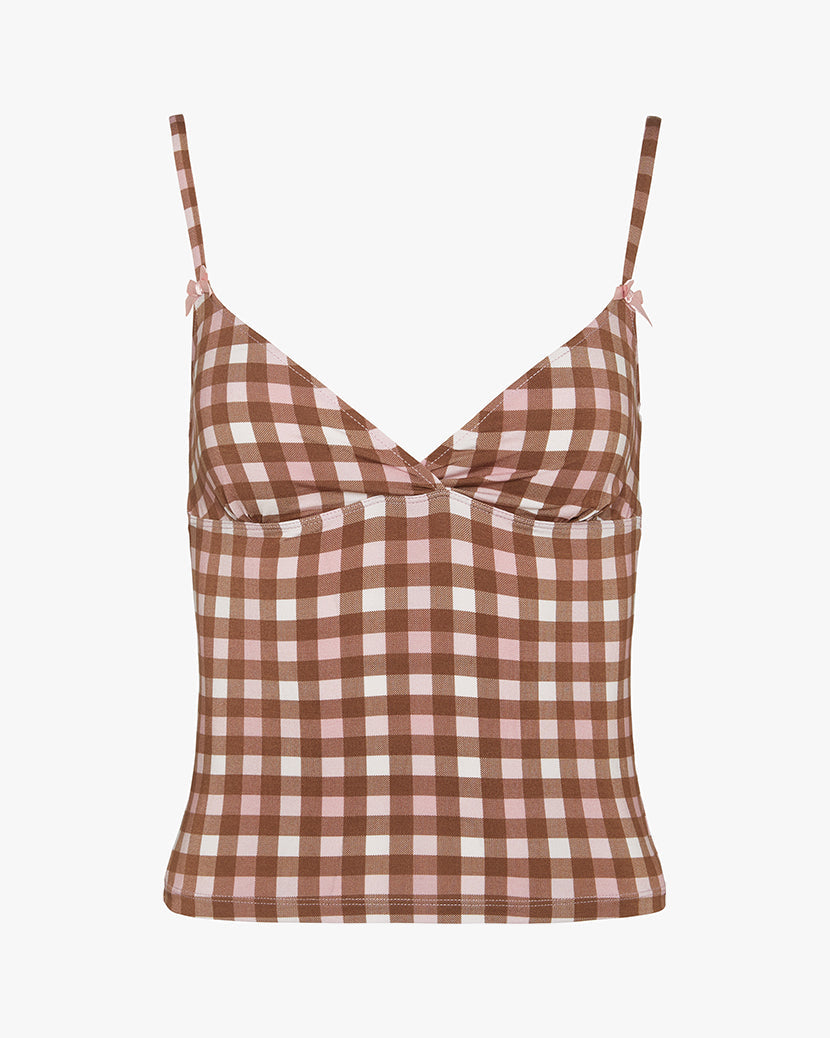 Crossover Cami Tank Top | Pink/Brown