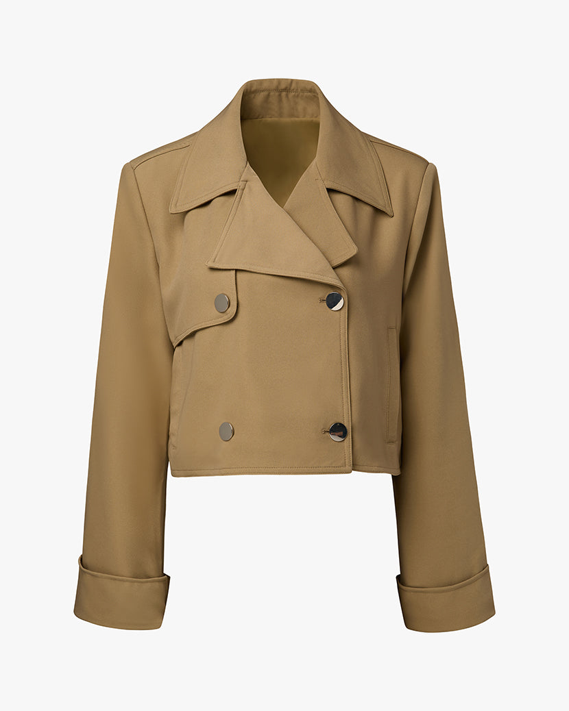 Cropped Trench Coat | Soft Brown