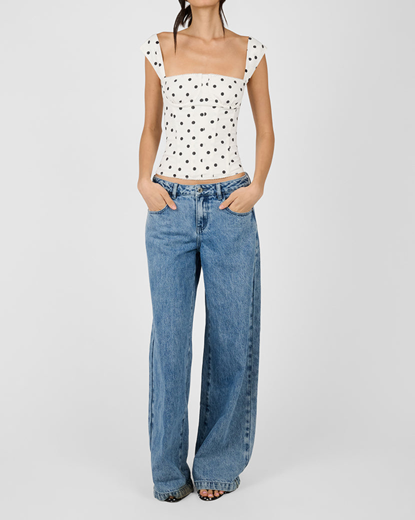 Ruched Cup Corset | White/Black