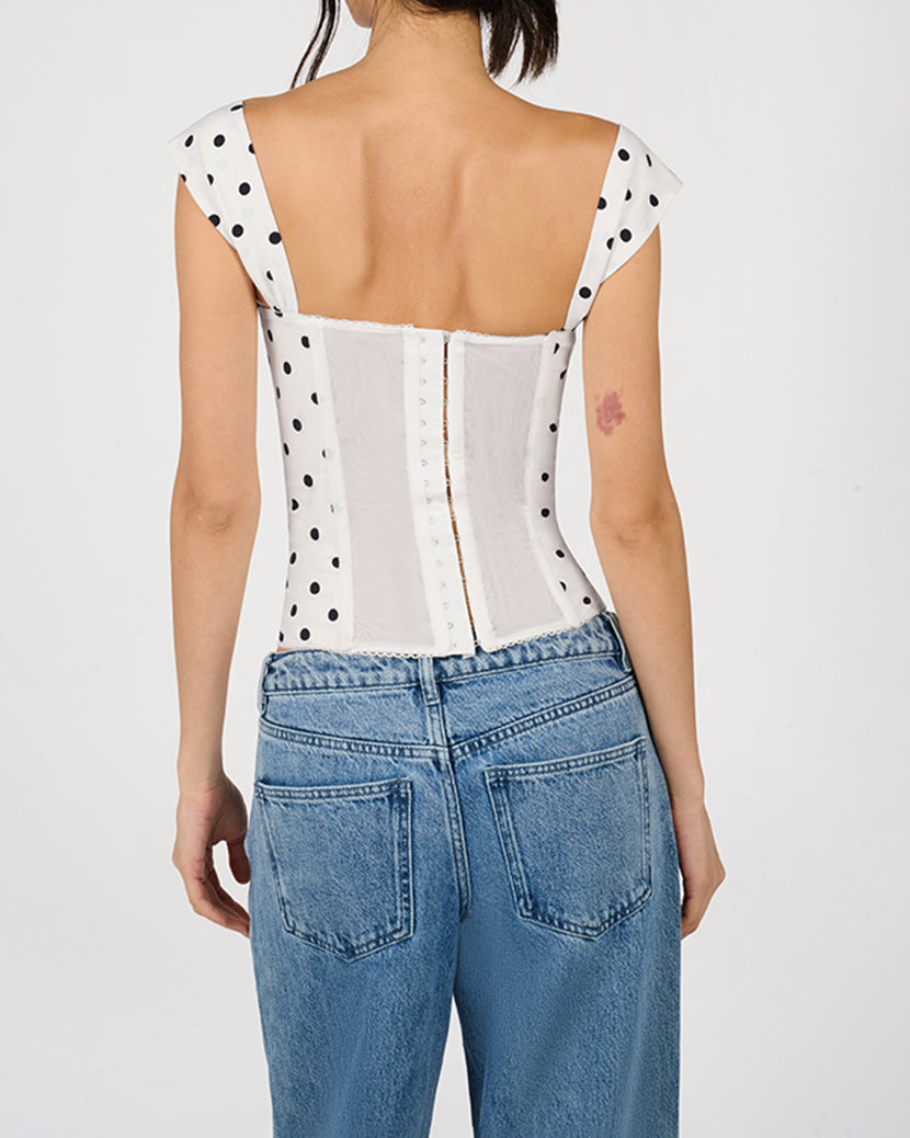 Ruched Cup Corset | White/Black