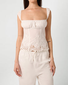 Wide Strap Ruched Cup Corset | Ivory