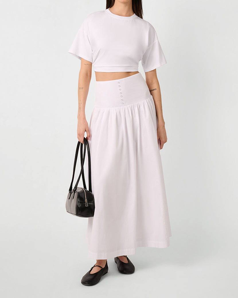 Drop Waist Maxi Skirt | Classic White
