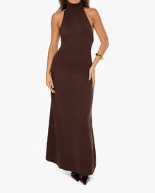 Open Back Halter Maxi Dress | Brown