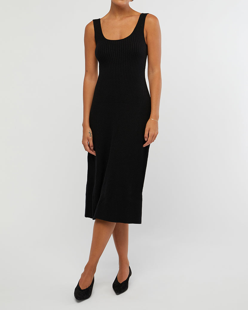 Scoop Sweater Dress | Black