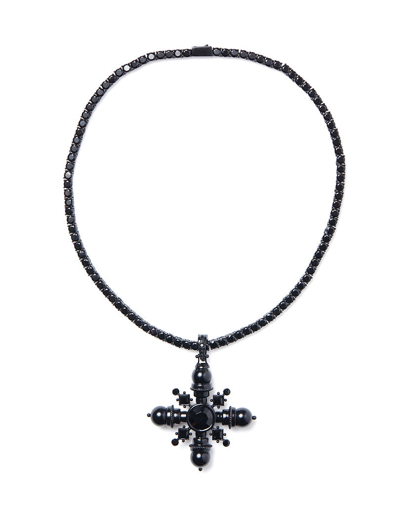 Pendant On Stone Chain | Black