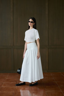 Drop Waist Maxi Skirt | Classic White