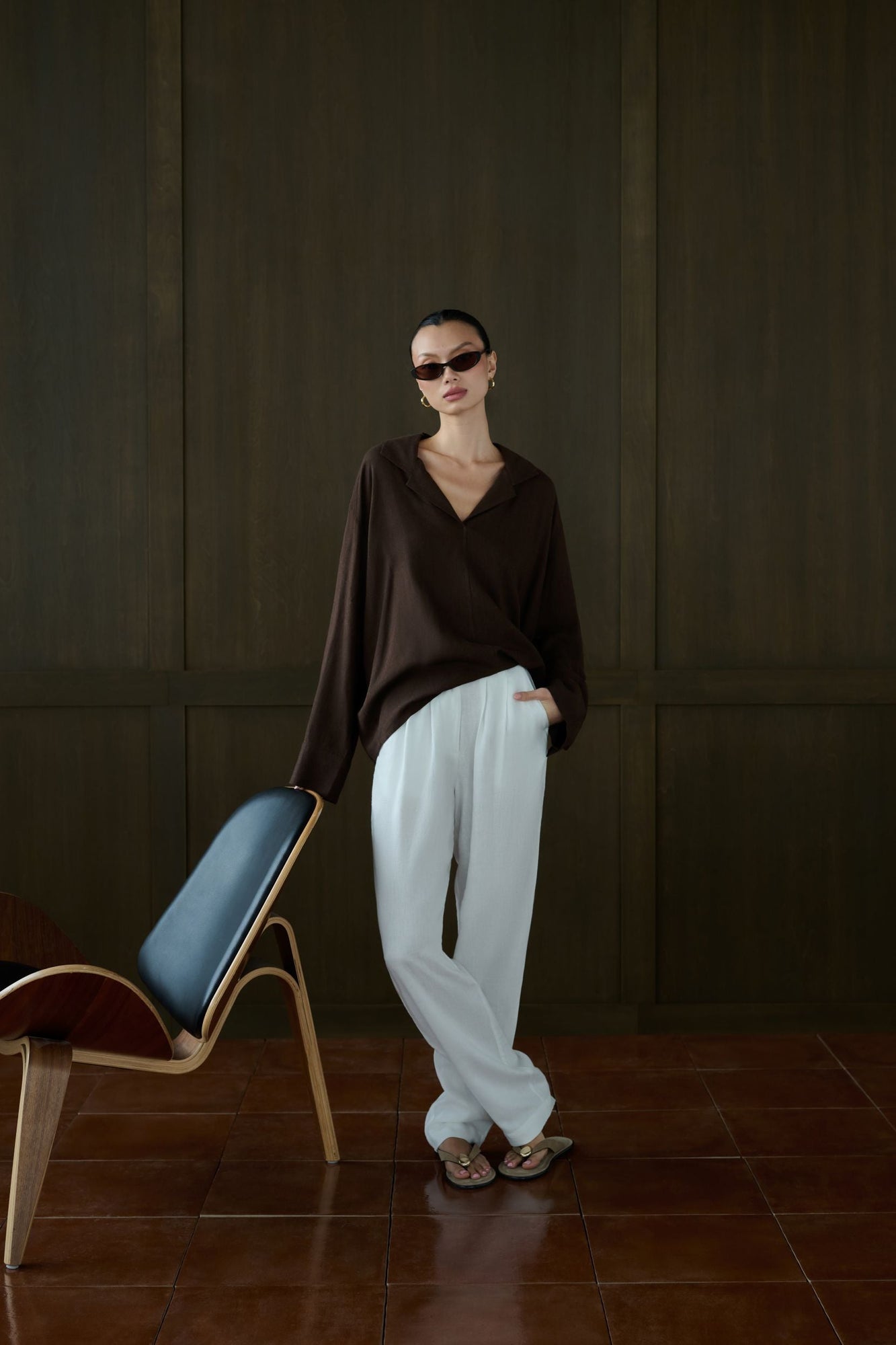 Kaftan Linen Top | Chestnut