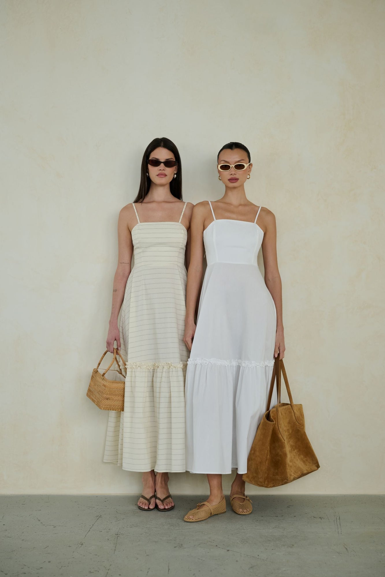 Ruffle Flare Midi Dress | Antique White