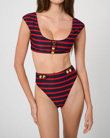 Off Shoulder Bikini Top | True Red/Dark Navy