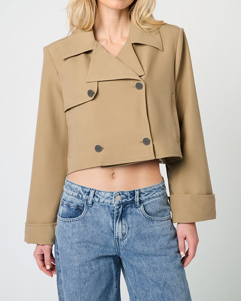 Cropped Trench Coat | Soft Brown