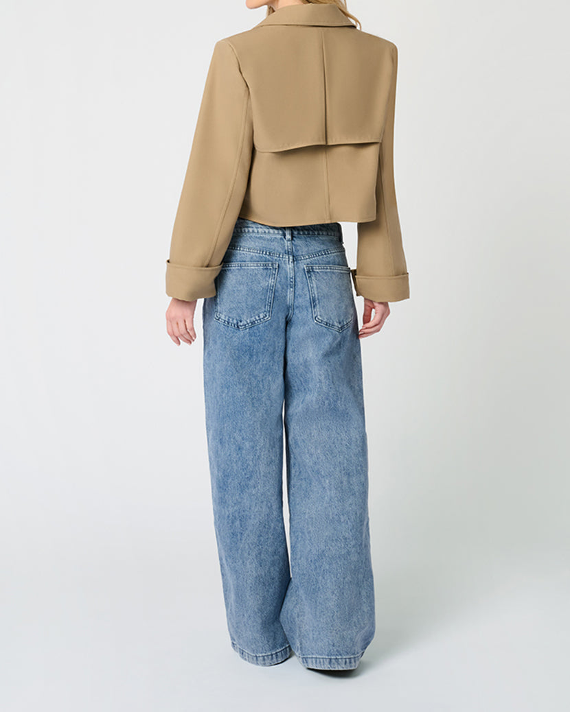 Cropped Trench Coat | Soft Brown