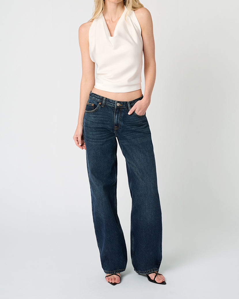 Halter Cowl Neck Top | White