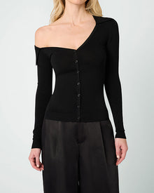 Off The Shoulder Collared Shirt | Black