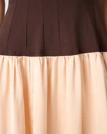 Ruffle Corset Maxi Dress | Chestnut/Blush