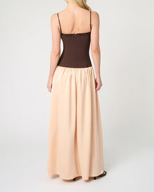 Ruffle Corset Maxi Dress | Chestnut/Blush