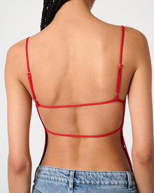 High Straight Neck Top | Red