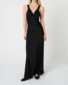 Ruched Cup Slip Maxi Dress | Black