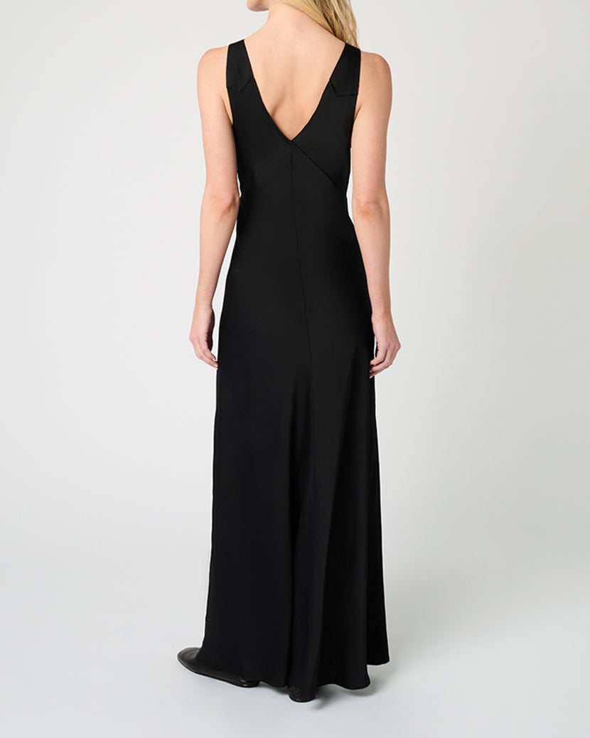 Ruched Cup Slip Maxi Dress | Black
