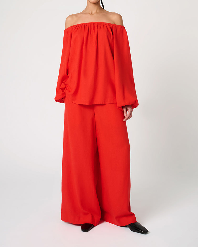 Wide Leg Pant | Vibrant Red