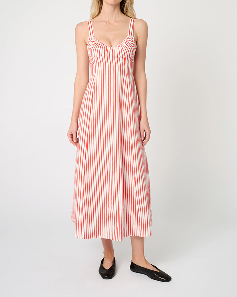 Ruched Cup Midi Dress | Vibrant Red