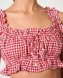 Ruffle Crop Top | Red
