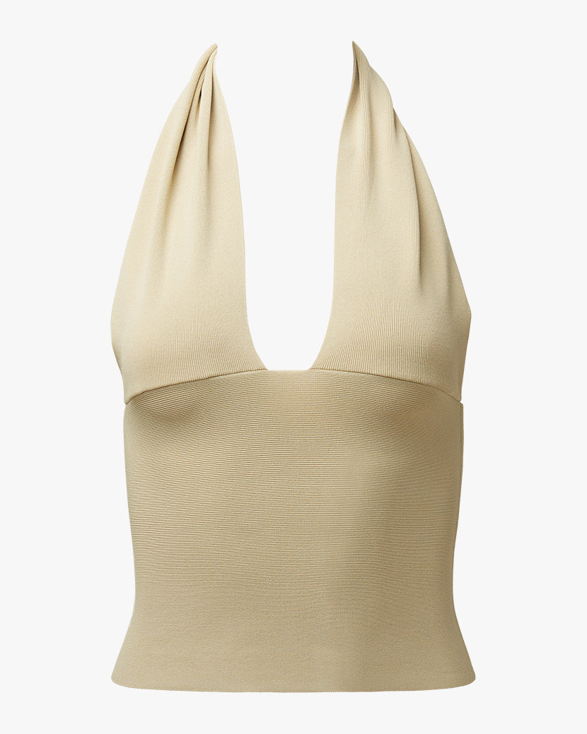 Knit Fine Sweater Halter Top | Oat
