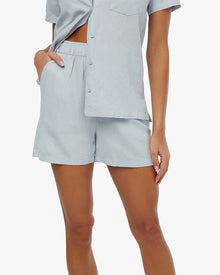Elastic Linen Short | Light Blue