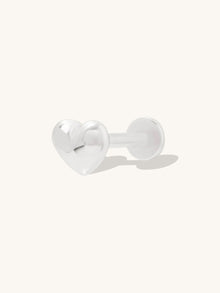 Dome Heart Flat Back Earring | Silver Rhodium Plated Brass