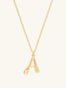 Alphabet Bubble Necklace | 5A Grade Cubic Zirconia | 14K Gold Plated Brass