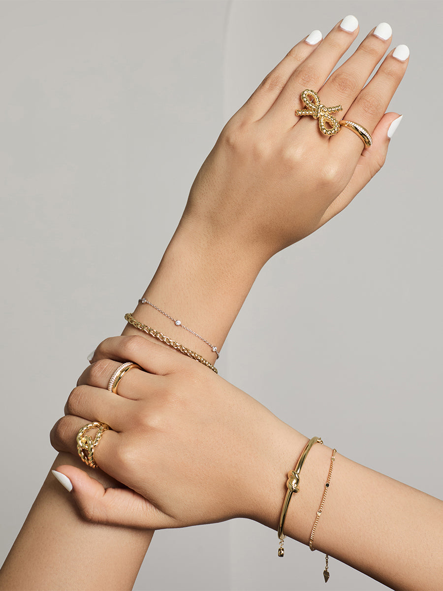 Ribbed Knot Ring | 14K Gold Plated Brass