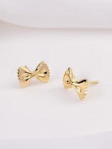 Bow Tie Pasta Stud Earrings | 14K Gold Plated Brass