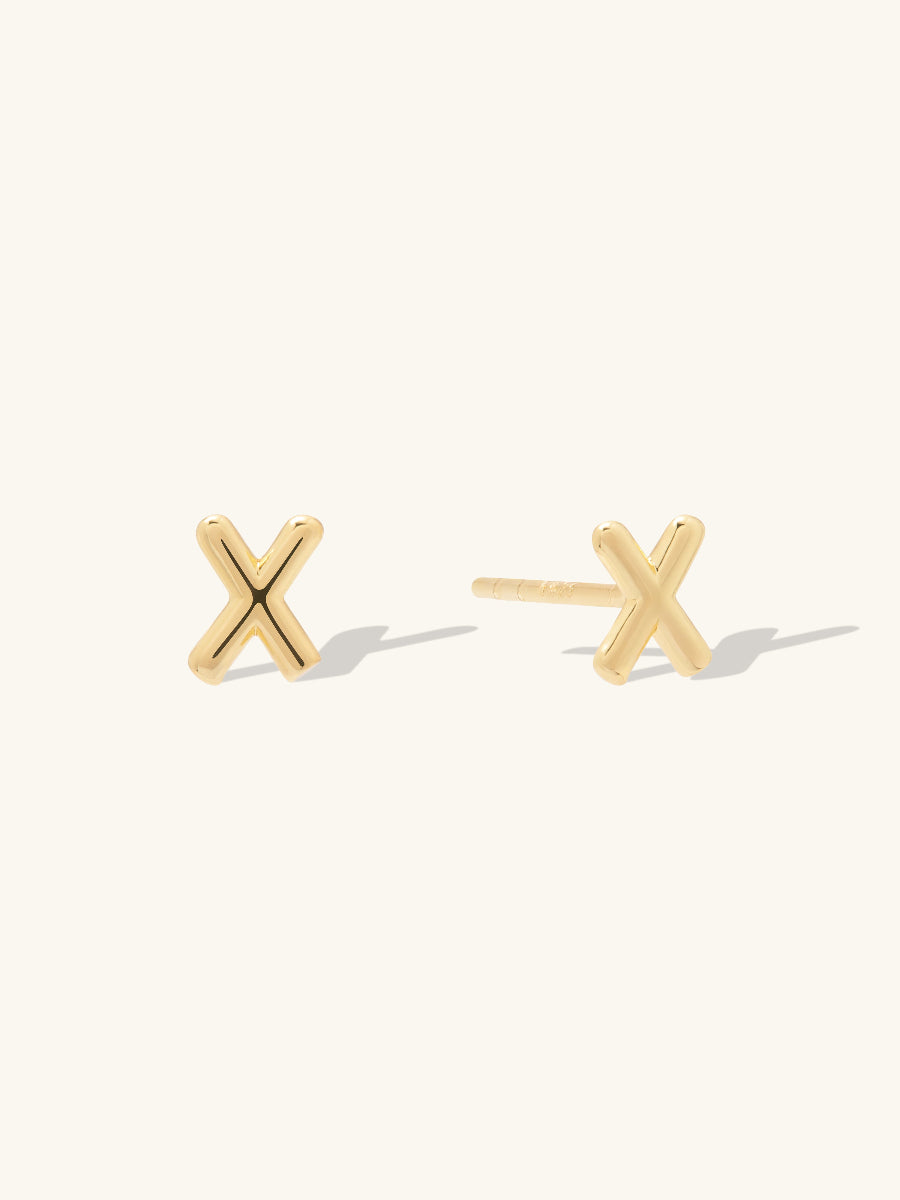 Alphabet Bubble Stud Earrings | 14K Gold Plated Brass