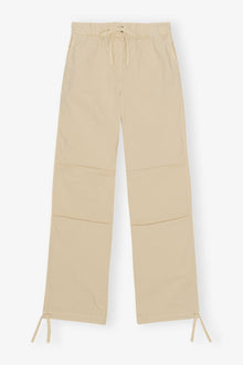 Washed Cotton Canvas Drawstring Trousers | Pale Khaki