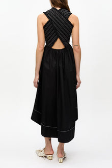 Washed Stretch Cotton Smock Midi Dress | Black