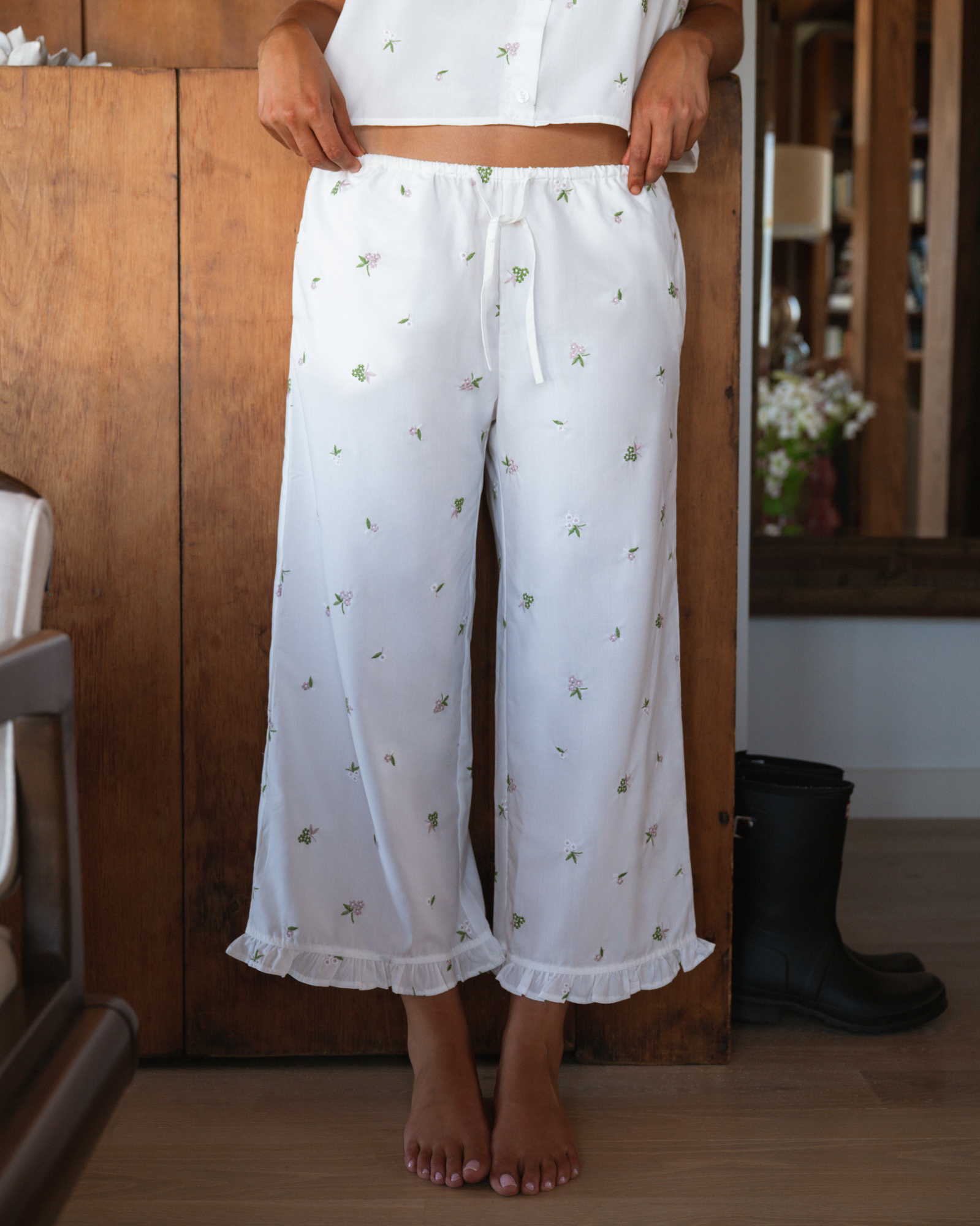 Ruffle Pull-On Pants | Ivory