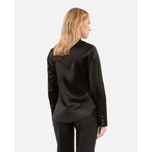 Western-Style Satin Shirt | Women | Black