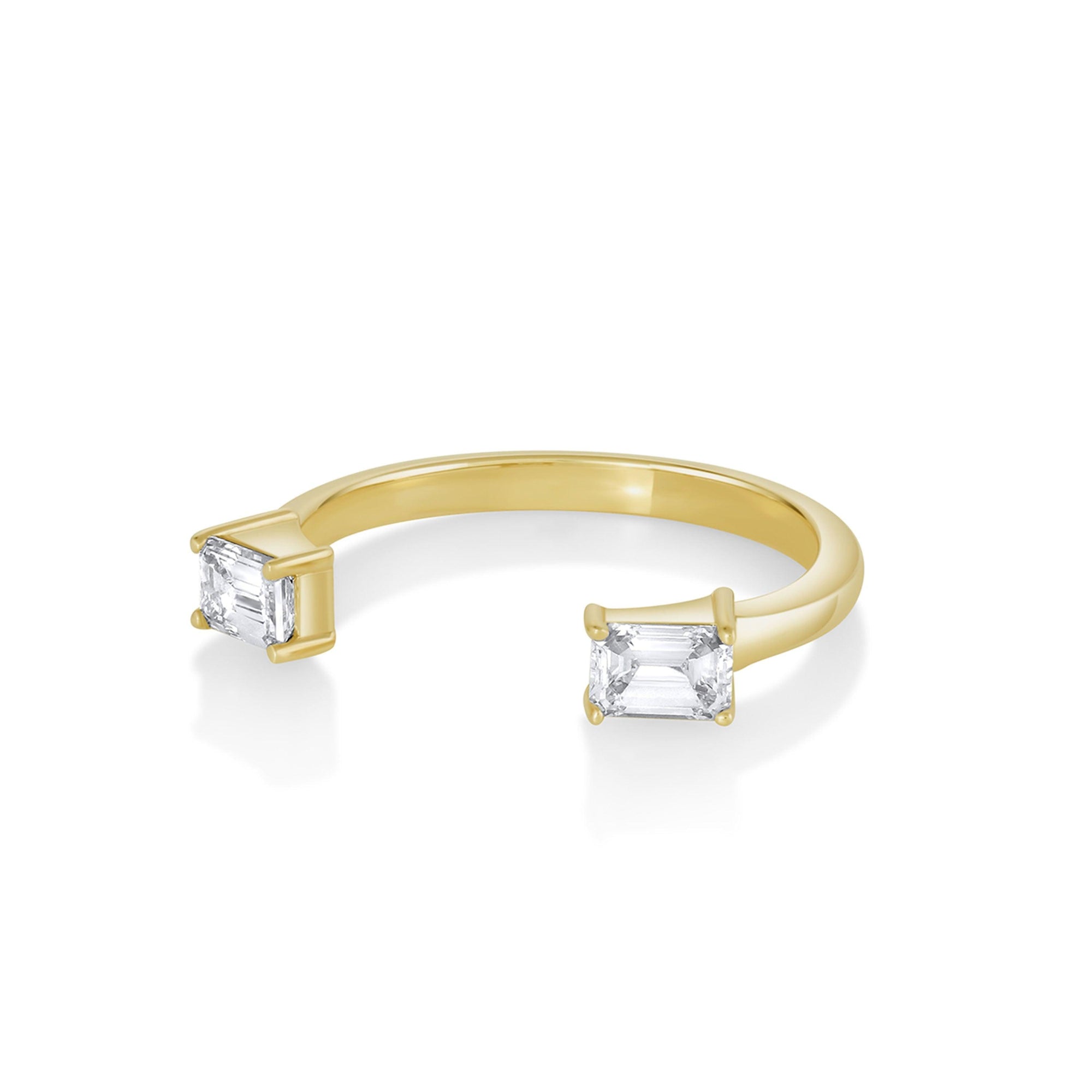 Women | White Diamond Thea Open Shank Band | 14k Yellow Gold