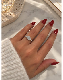 White Gold Lab-Grown Diamond Halo Ring | 14K White Gold