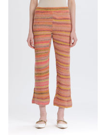 Wide Leg Striped Knitted Pant | Pink Combo