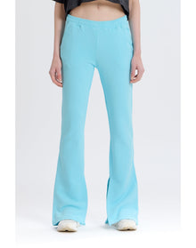 Wide Leg Sweatpant with Slits | Blue