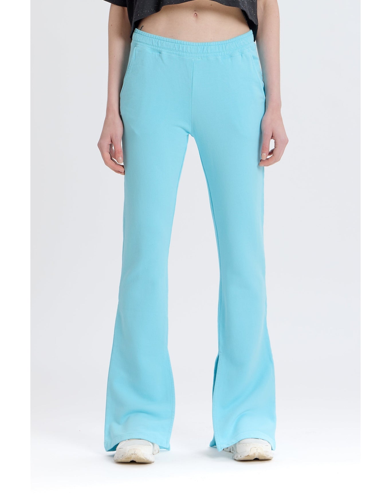 Wide Leg Sweatpant with Slits | Blue