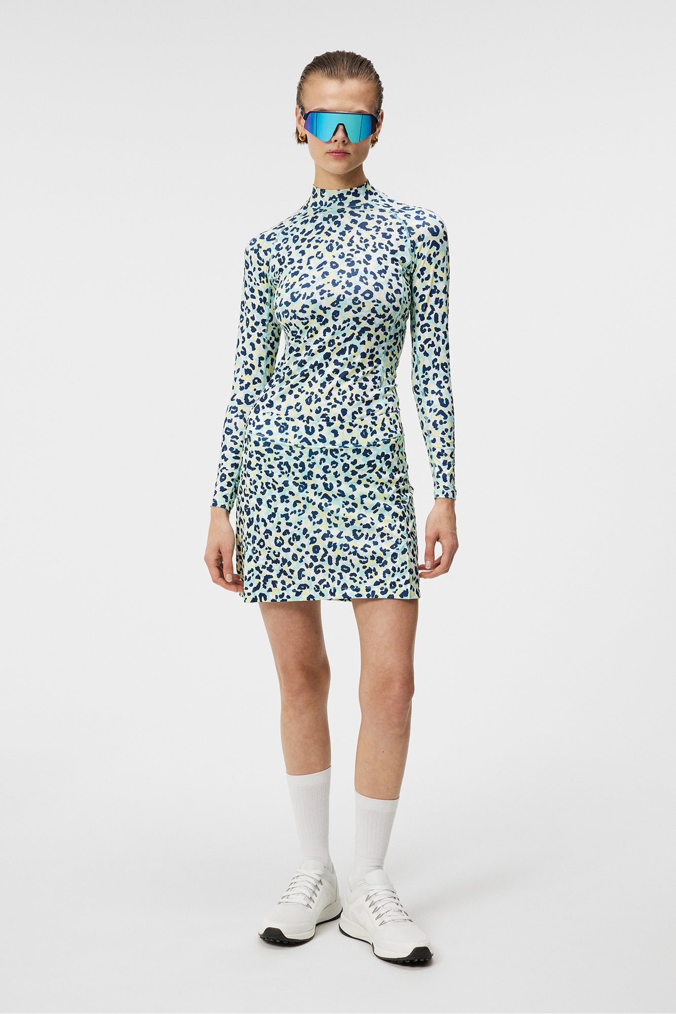 Women | Amelie Mid Print Skirt | Leopard Aruba Blue