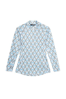 Women | Asa Print Soft Compression Top | Little Boy Blue Diamond