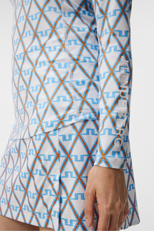 Women | Asa Print Soft Compression Top | Little Boy Blue Diamond