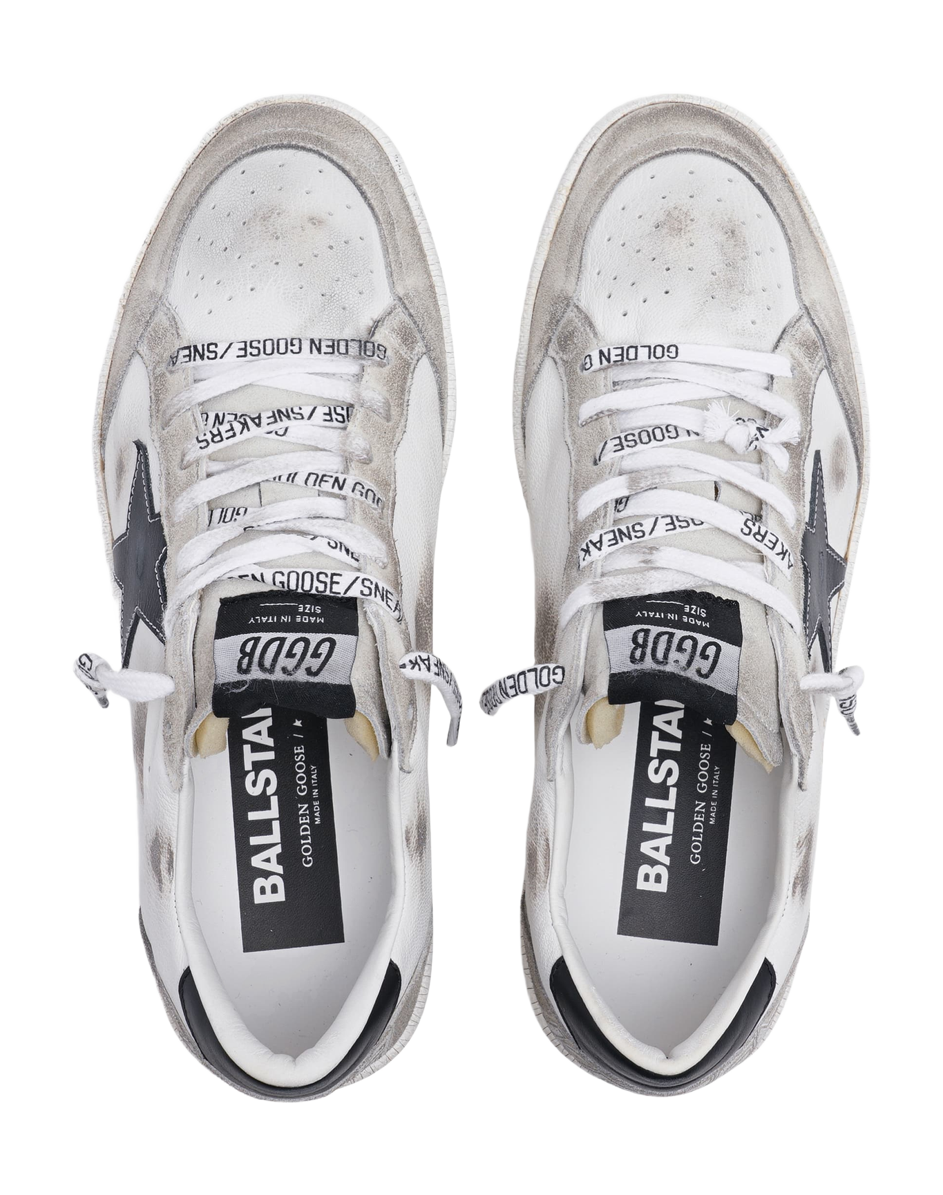 Women | Ball Star Sneakers White Leather & Ice-Gray Suede with Black Details | White x Ice x Black x